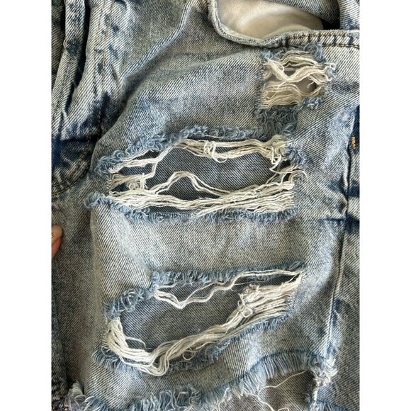 We The Free People Denim Shorts Sz 29 Distressed Frayed Hem Button Fly - Picture 2 of 7